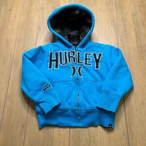 Y2K Hurley boy Hoodie Jacket Coat Sweatshirt 4/5 zip-up Blue Retro Kid-core
